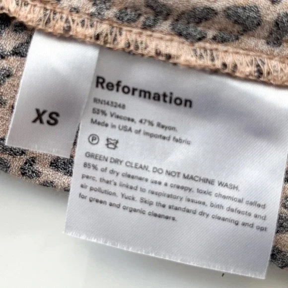 Reformation Marlowe Leopard Print Mini Dress V-Neck Side Slit - Picture 14 of 16